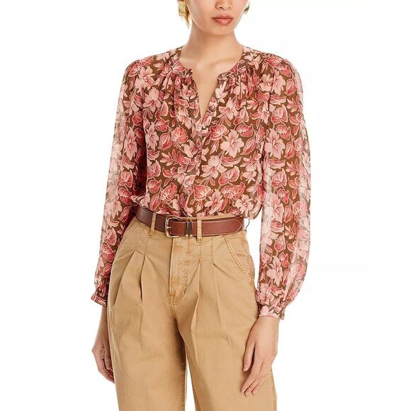 VERONICA BEARD Ashlynn Floral Print Silk Shirt - Picture 1 of 12